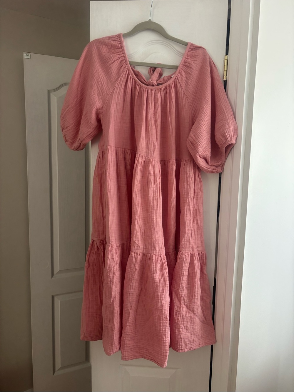 Women’s 100% Cotton Pink Tiered Cotton Dress